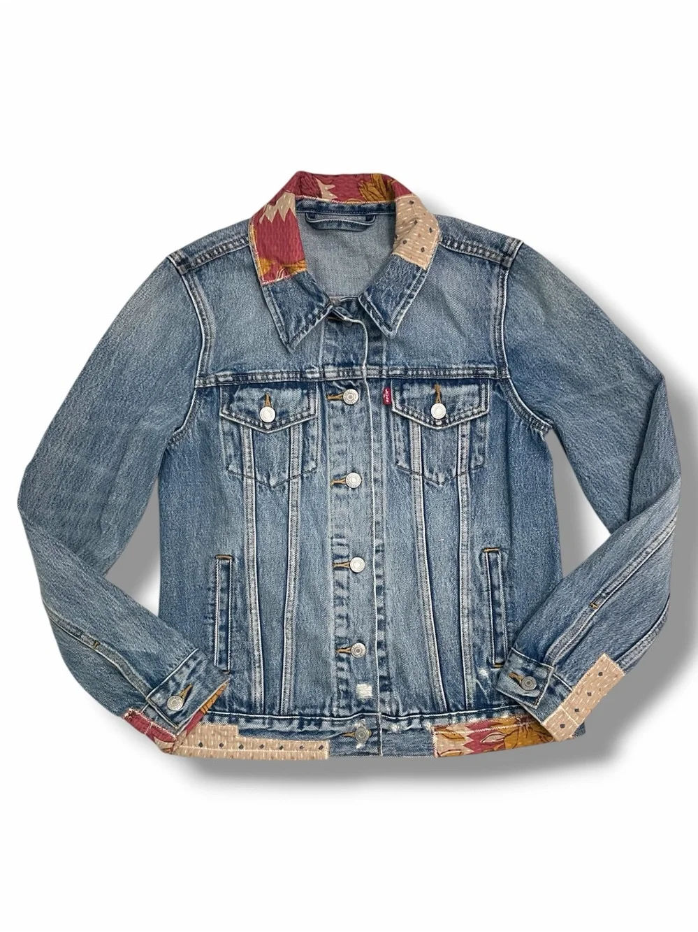Levi's Premium Faded Boyfriend Desperado Sample Patchwork Denim Jacket Small